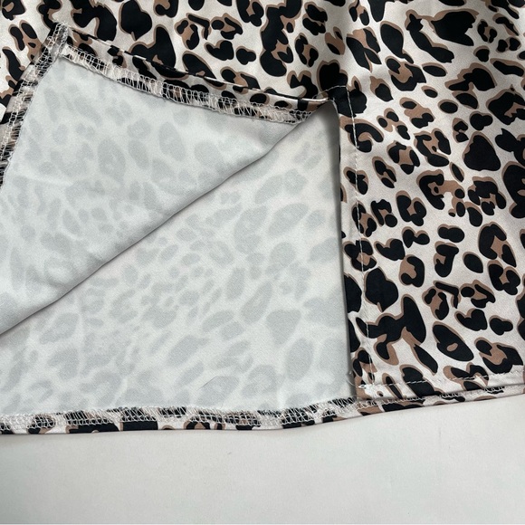 PRINCESS POLLY satin slit mini skirt in snow leopard print - Picture 9 of 10